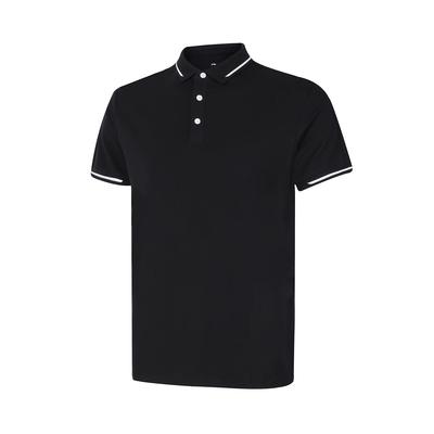Solid Color Moisture Wicking Quick Dry Breathable Short Sleeve Polo Shirt Men Tops Black APLU201-6
