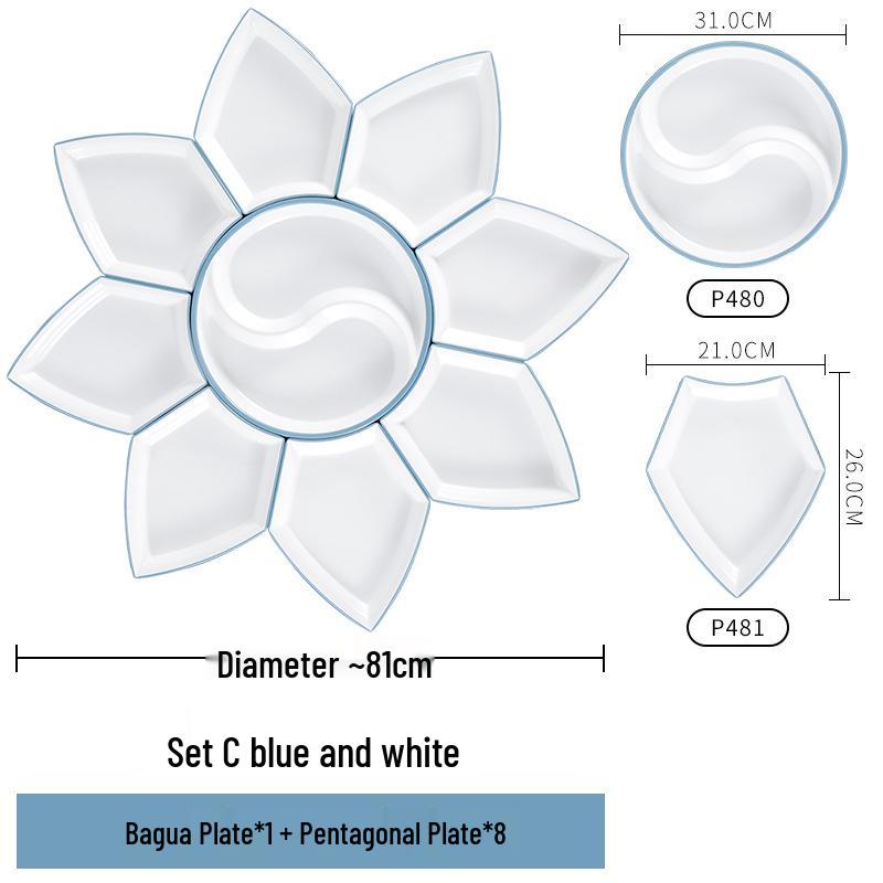 Melamine Platter & Tableware Set: Bowl, Plate, and Dish Set for Hot Pot & New Year's Eve Dinner.