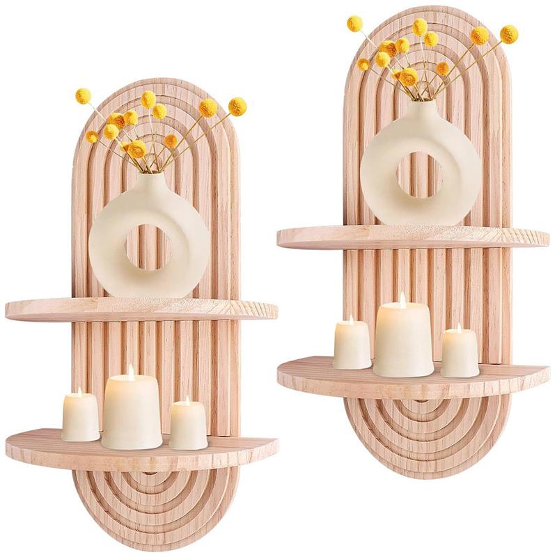 1set Wall Hanging Rack Floating Shelf Arched Storage Rack Geometric Display Rack Boho 2 Colors