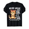 European Sizes Angry Cartoon Cat Graphic Tee with Bold Text - Unique Black T-Shirt Featuring Orange-Furred Cat and Playful Message