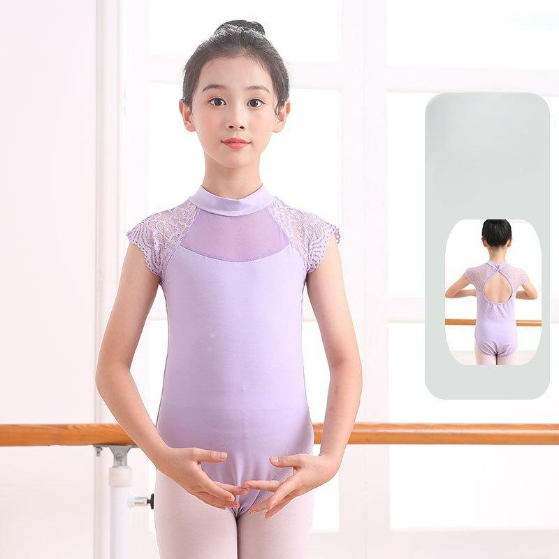 Children's Lace Short-sleeved Summer Round Neck Dance Clothes Cotton Body Clothes Body Clothes Practice Clothes