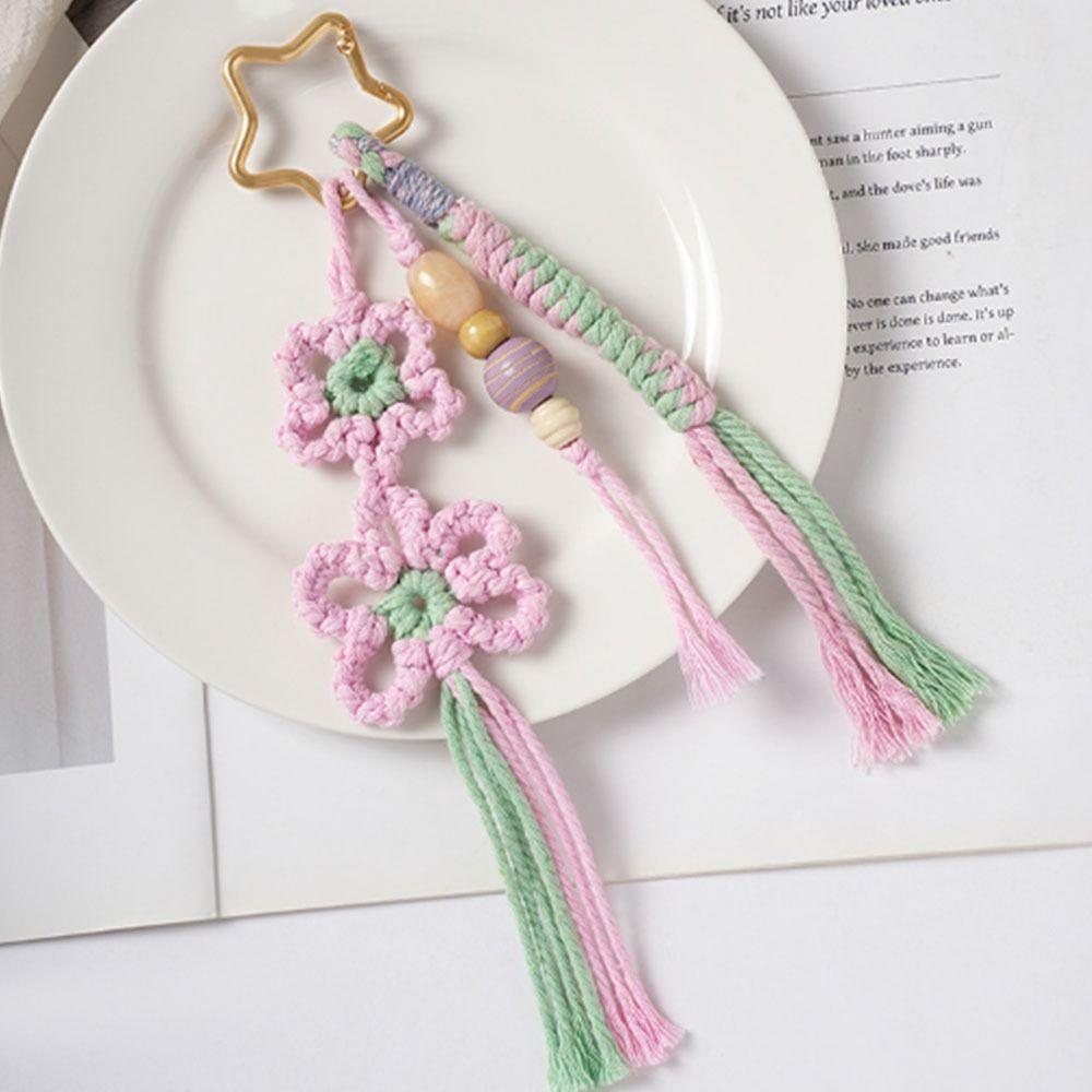 Hand Woven Handmade Woven Keychain Tassel Bag Pendant Handbag Jewelry Braided Keychain  Couple Gift