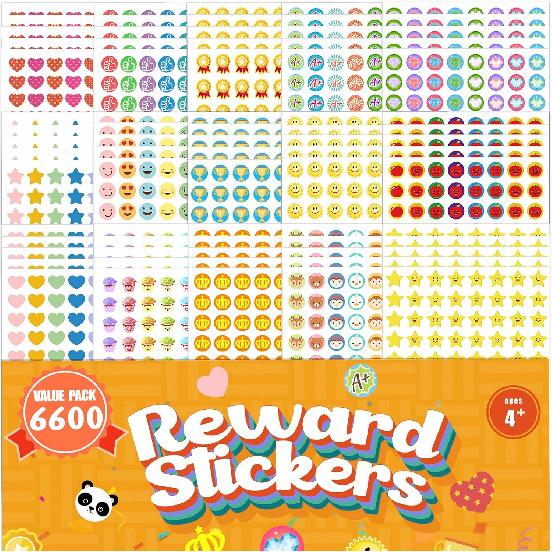Upgrade 6600 Small Stickers for Teacher Supplies - Premium Mini Reward Stickers for Kids Classroom, Incentive for Student, Bulk Reward Stickers Mega