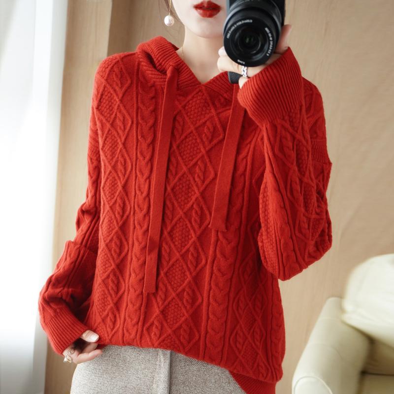 Women Knitted Hoodie Sweater MODERN NEW SAGA Winter Knitted Pullover Sweatshirt Autumn Cashmere Wool Sweaters Female Jumper