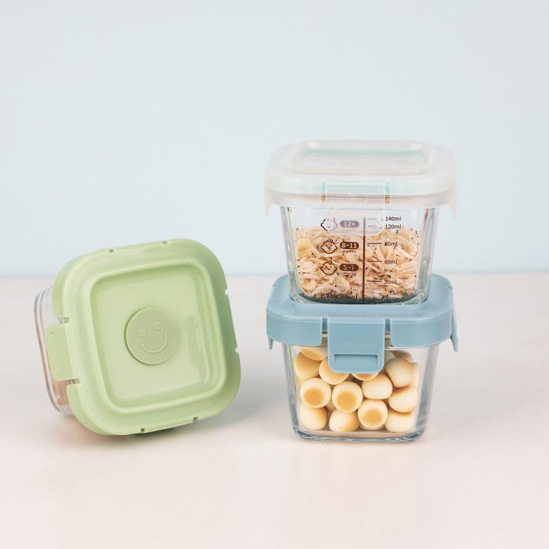 Low Peng Glass Baby Food Storage Bowl - Airtight, Fresh-Keeping, Child-Safe, Thickened