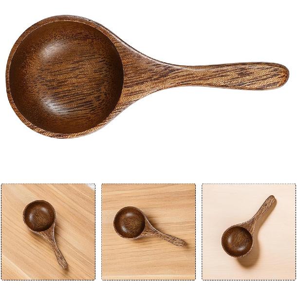 Acacia Wood Measuring Spoon Kitchen Measuring Wooden Scoop Water Scoop Wooden Milk Tea Copper Cups 1/4 Cup Condiments Ice Cream Coffee