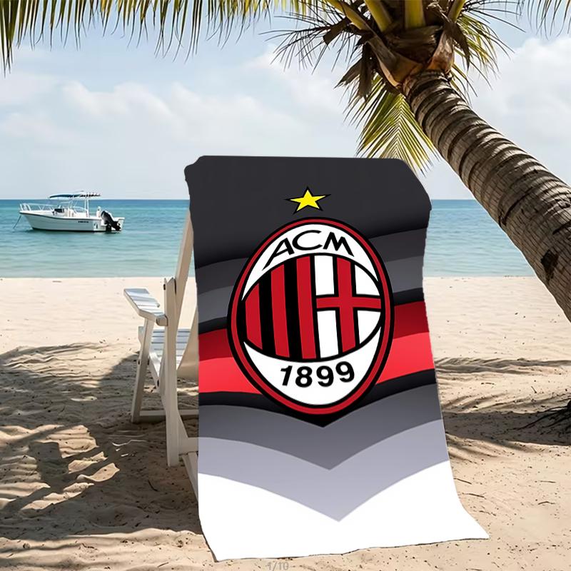 Beach Towel with Associazione Calcio Milan Pattern - soft,absorbent,machine washable Lightweight&Modern,swimming,Travel Essentials