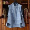 Etnische Chinese Stijl Gesp Lente Zomer Denim Vest Dragen Grote Maat Cheongsam Blouse Mouwloos Vest Jas Vrouwelijk