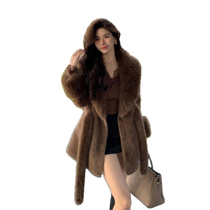 Fur Jacket New Long Fur Integrated Imitation Fox Hair Mink Coat Winter