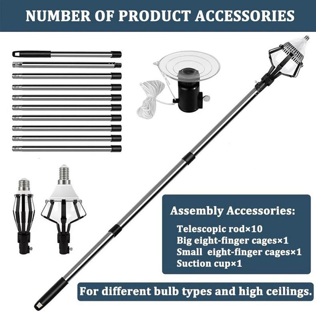 Metal High-altitude Bulb Picker Lightbulb Changer For Ceilings Broken Removal Tool Recessed Floodlight Basket Style Lights