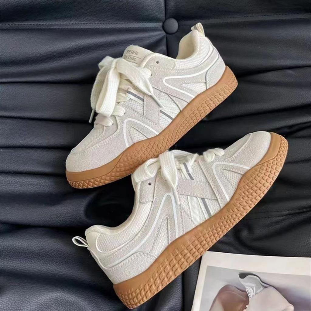 Fashion Autumn New Sports Shoes Women's Fashion Round Head Net Cloth Breathable Front Lacing Soft Sole Non-slip Single Shoes