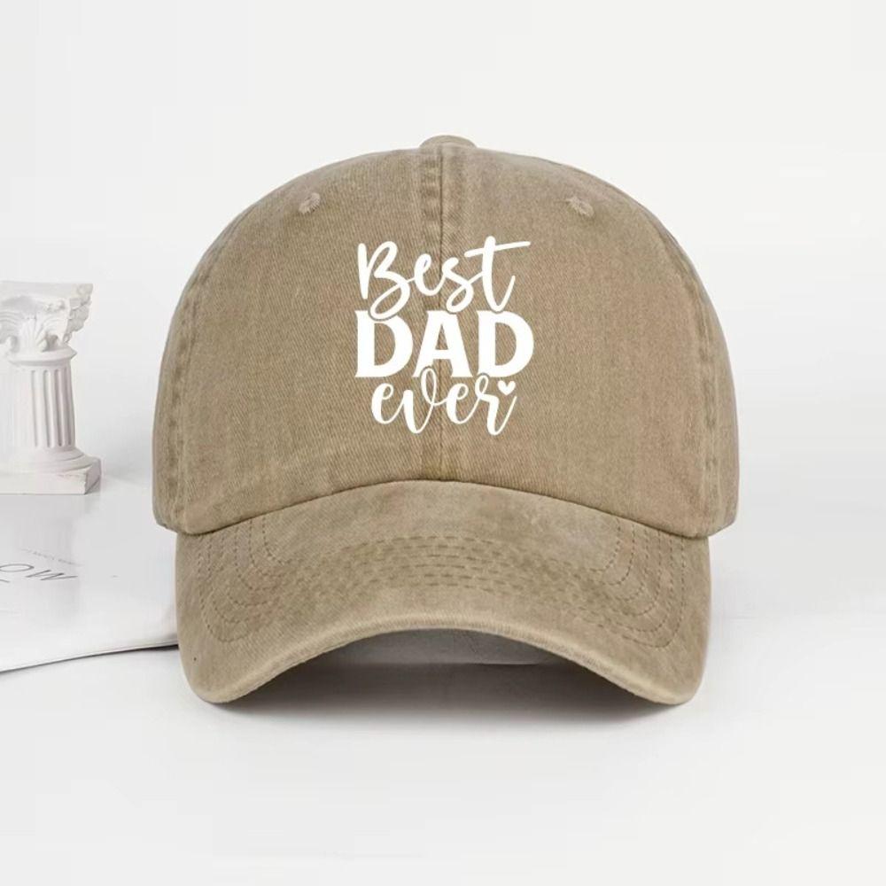 Casual Washed Cotton Best Dad Ever Hats Curved Brim Adjustable Letter Printed Baseball Caps Hip-hop Distressed Sun Hat Gift