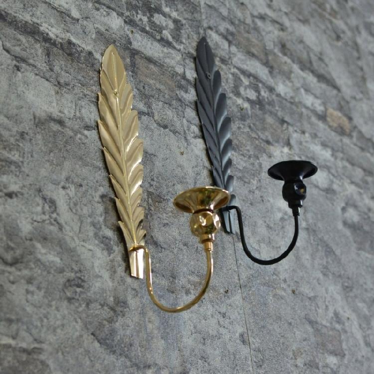 2Pack Black/Golden Candle Holder Wall Sconces With Leaf Detailing For Adding Warmth To Bedrooms And Living Space