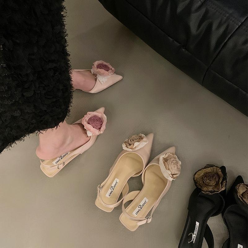 French high heels pink bag head sandals women's shoes new spring and summer fairy style pointed shoes single shoes