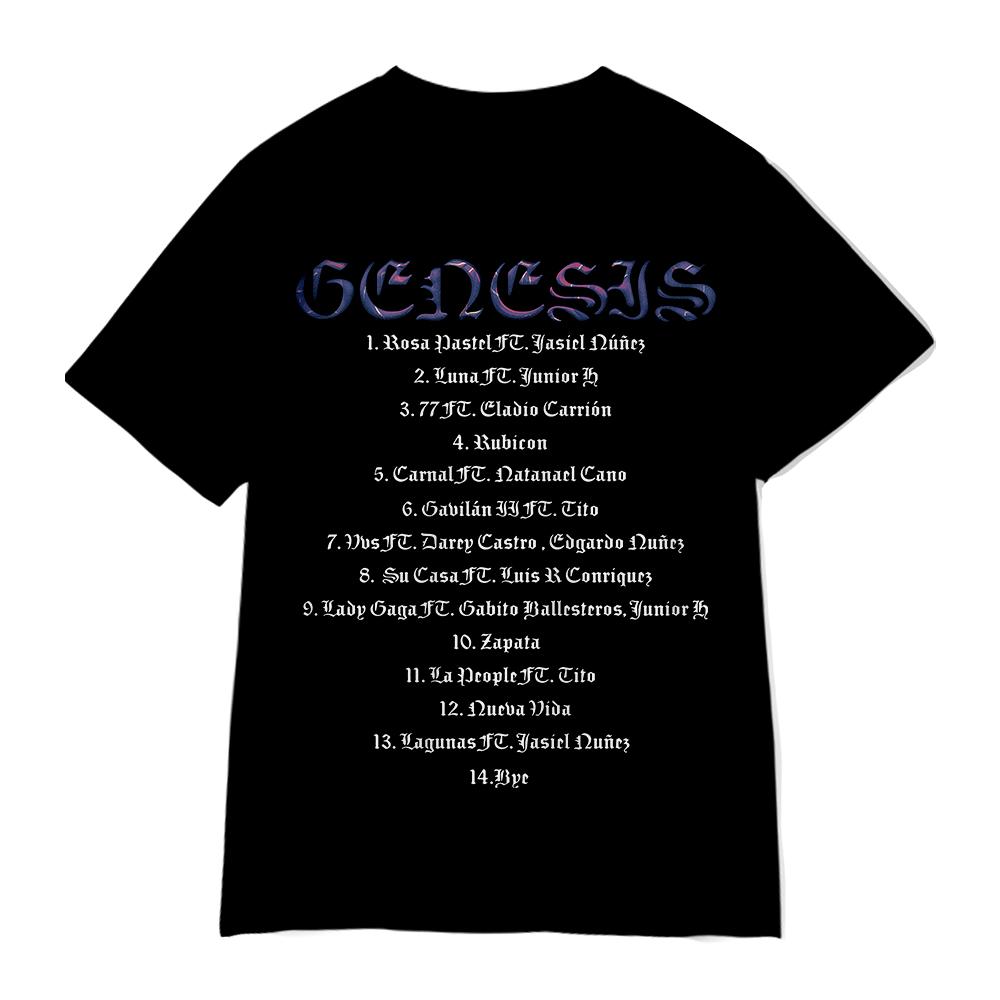 

Peso Pluma Short Sleeve 2023 GÉNESIS Album Rapper Merch Print Tshirt WomenUnisex Funny Casual HipHop Style Tee S