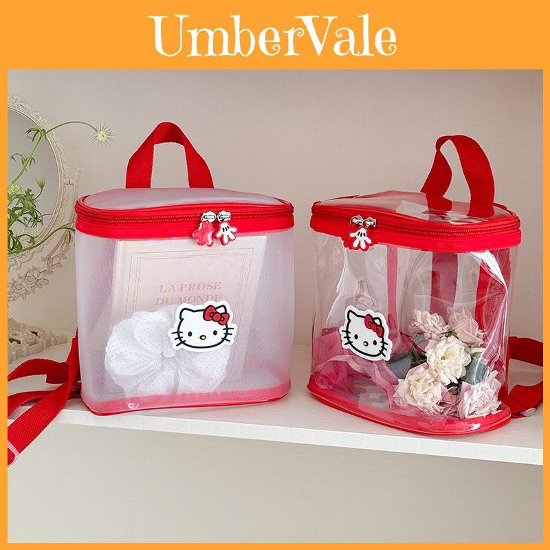 Hello Kitty Cat Pattern Transparent Kids Backpack With Breathable Pu Material For Kindergarten Children