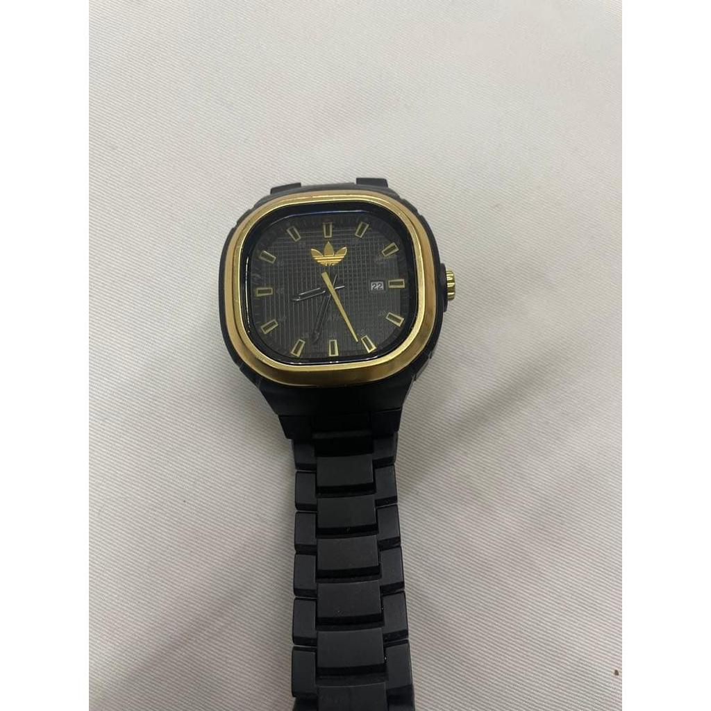 Used adidas watch quartz black gold