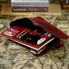 Genuine Leather Zipper Pen Bag A5 Portfolio Large-Capacity With Pen Pouch And Card Holder Retro Stationery Bag For School And Office