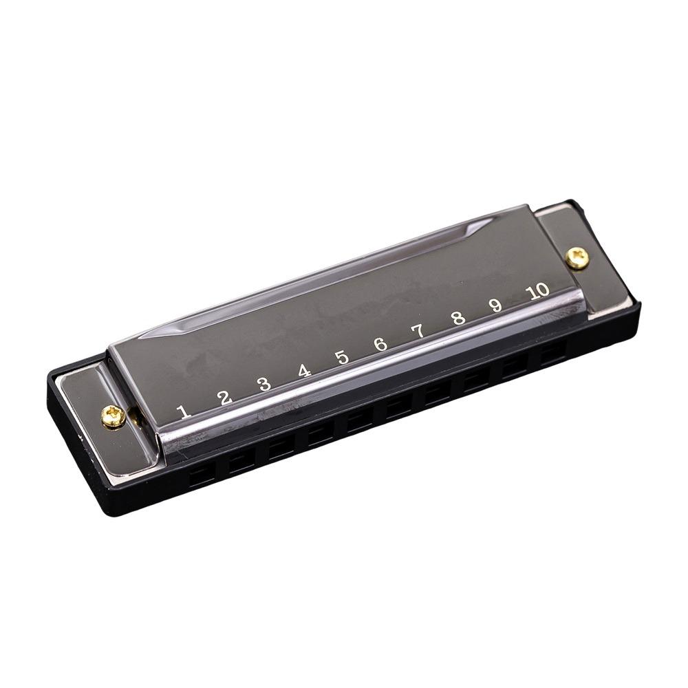 

Portable Key of C 10 Hole Harmonica with Box Rectangle Mouth Organ Beginner Teaching Metal Musical Instrument Children чёрный
