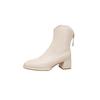 Autumn new square head thick heel elastic boots thin boots white short boots winter boots