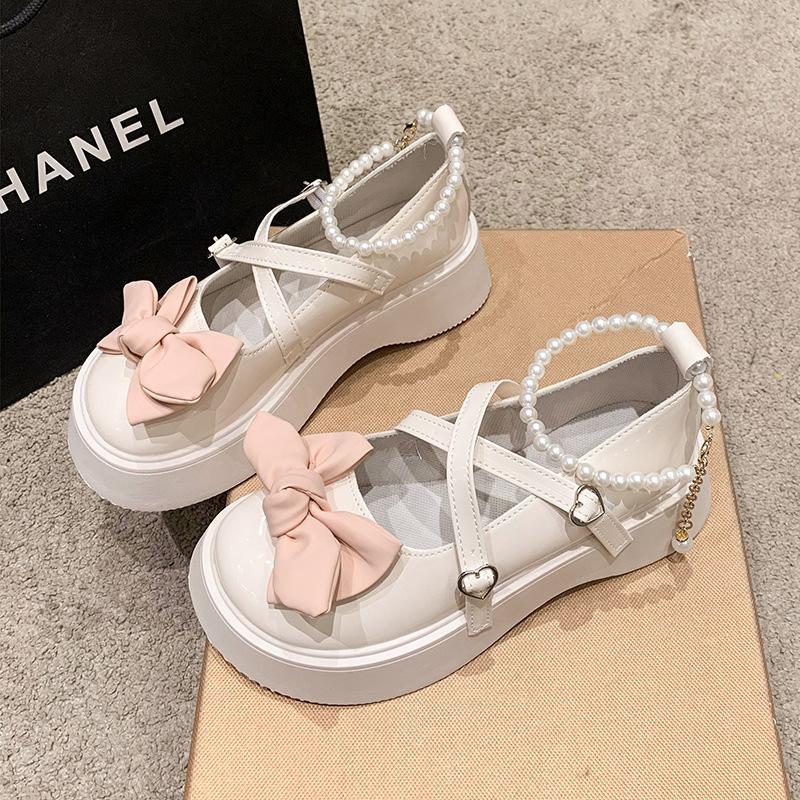 JK Small Leather Shoes Women's Spring and Autumn Platform Muffin Bow 2025 New Round Head Japanese Mary Jane Shoes