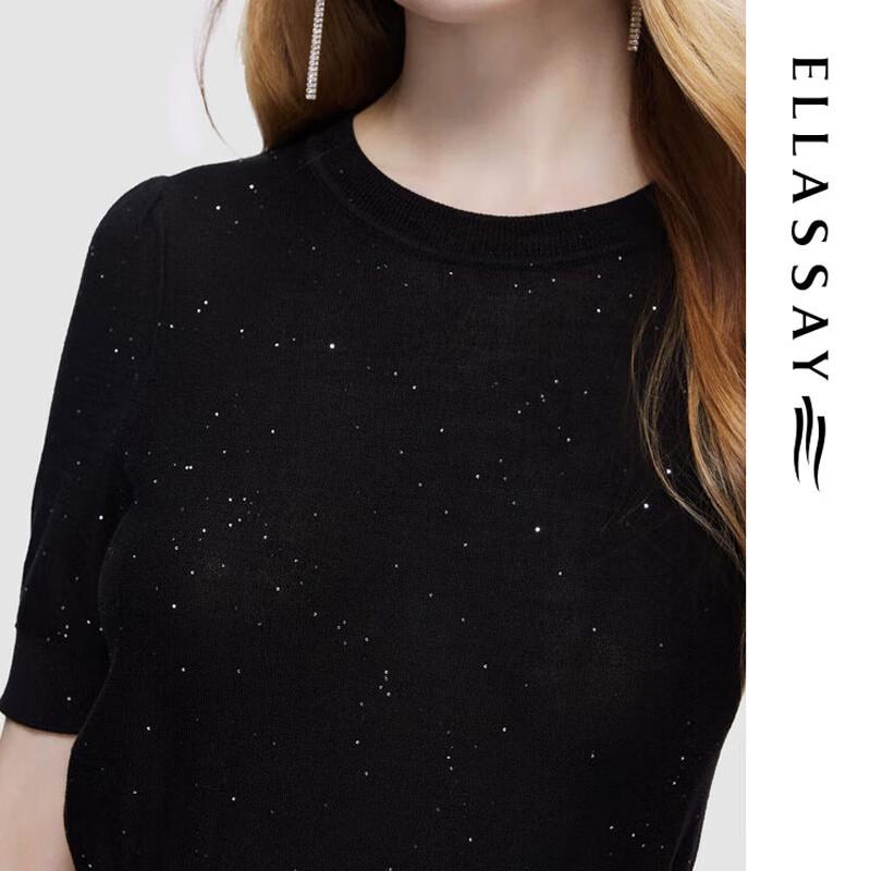 ELLASSAY Women's Lyocell Short Sleeve Knit Top