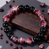 Bohemian Jewelry Bracelet Round Bead Bracelet Crystal Obsidian Red Glass Bracelet Beaded Fashion Stackable Bracelet