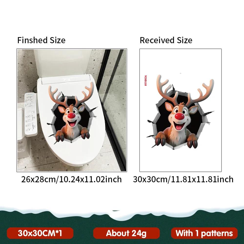 

3D Reindeer Break-Through Wall Decal PVC Removable Christmas Wall Window Sticker Home Christmas Decoration Gift New Year Party