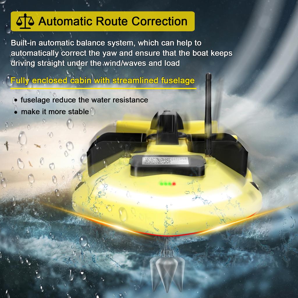 2026 V020 Barca da Esca Intelligente GPS per la Pesca Barca da Esca con Telecomando 500m Motore Doppio Sonar per Pesci Supporto Crociera Automatica/Ritorno/Correzione Rotta