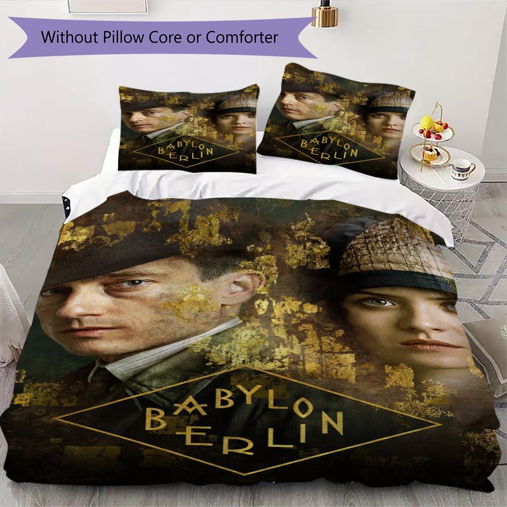 Babylon Berlin Pattern Bedding,Quilt Set Quilt Cover Pillowcase Home Birthday Gift(1 * Duvet Cover + 2 * Pillowcase, Without Core)_lx