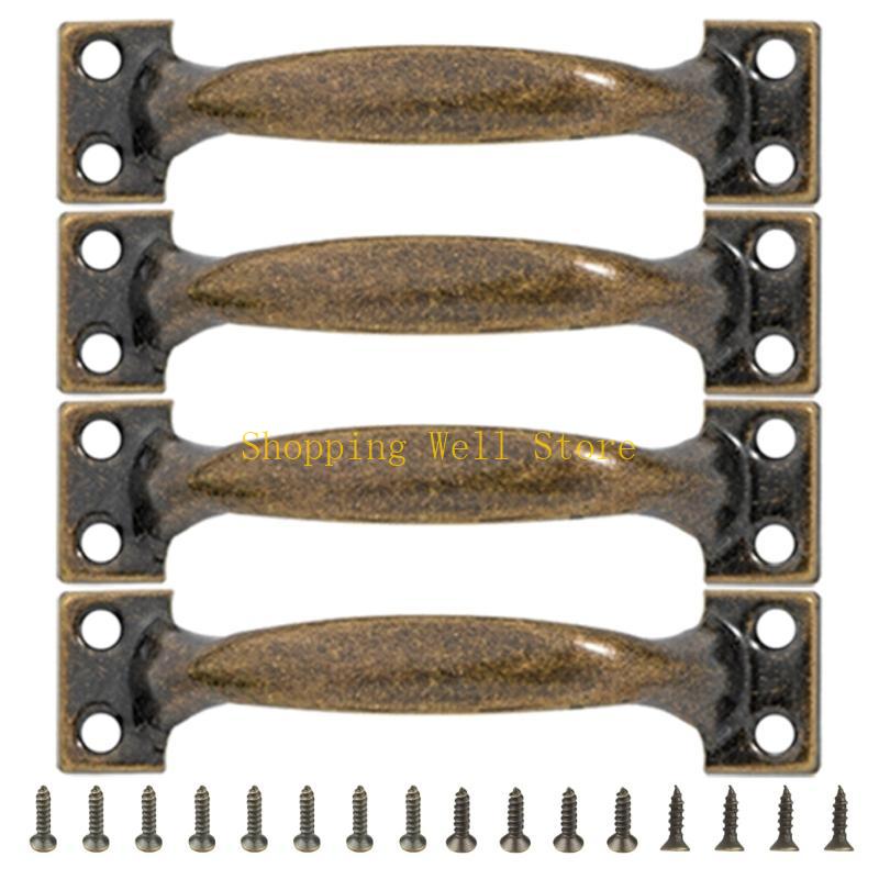 KX4B Set Of 4 Drawer Pulls for Kitchen Or Garage Cabinets Iron Barn Door Knob Handles