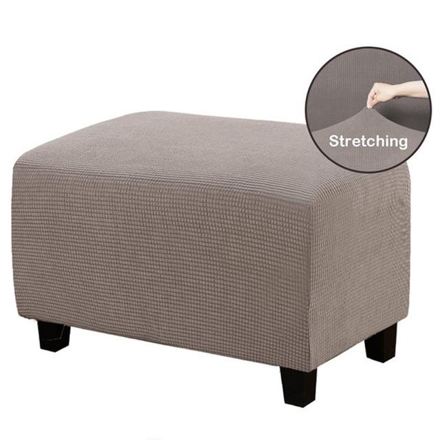 Rectangle Ottoman Stool Cover Polar Fleece Elastic Spandex Footstool Sofa Slipcover Footrest Covers Furniture Protector Covers