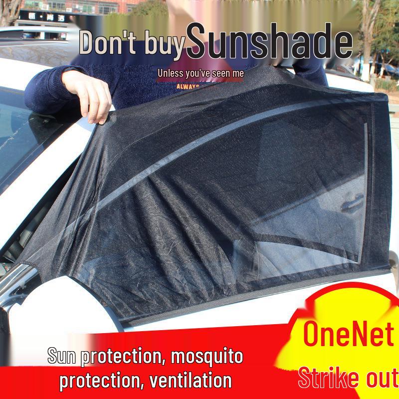 Car Window Mosquito & Sunshade Mesh Screen - Anti-Catkins Privacy Curtain with Ventilation & Sunscreen Protection