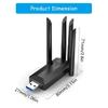 1300Mbps USB WiFi Card 2.4/5Ghz Double Band 4 External Antennas For Wide Compatibility