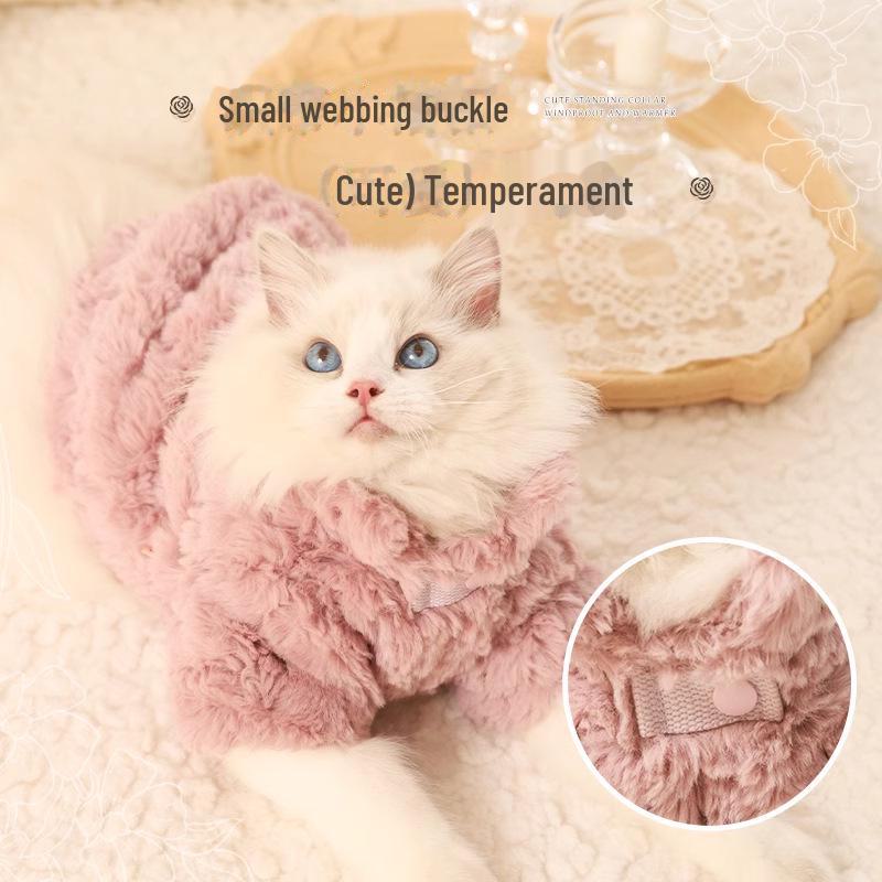 Chaqueta Cálida de Invierno para Gatos - Abrigo de Algodón Felpa Anticaída de Pelo para Ragdolls y Gatitos