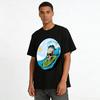 Vintage Skull Surf Print Tee Street Style Summer Trendy Top Pure Cotton T-shirt