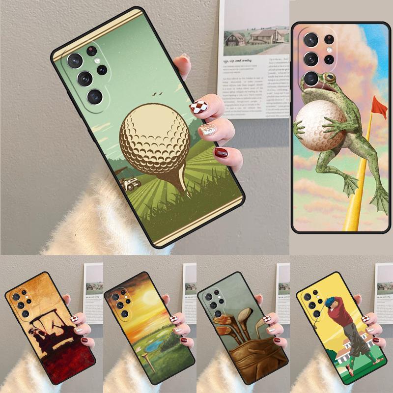 Vintage Golfer Pattern TPU Phone Case For Samsung Galaxy note 10 pro S26 S25 S24 S23 S22 Ultra Plus S21 FE S20 Shockproof Cover