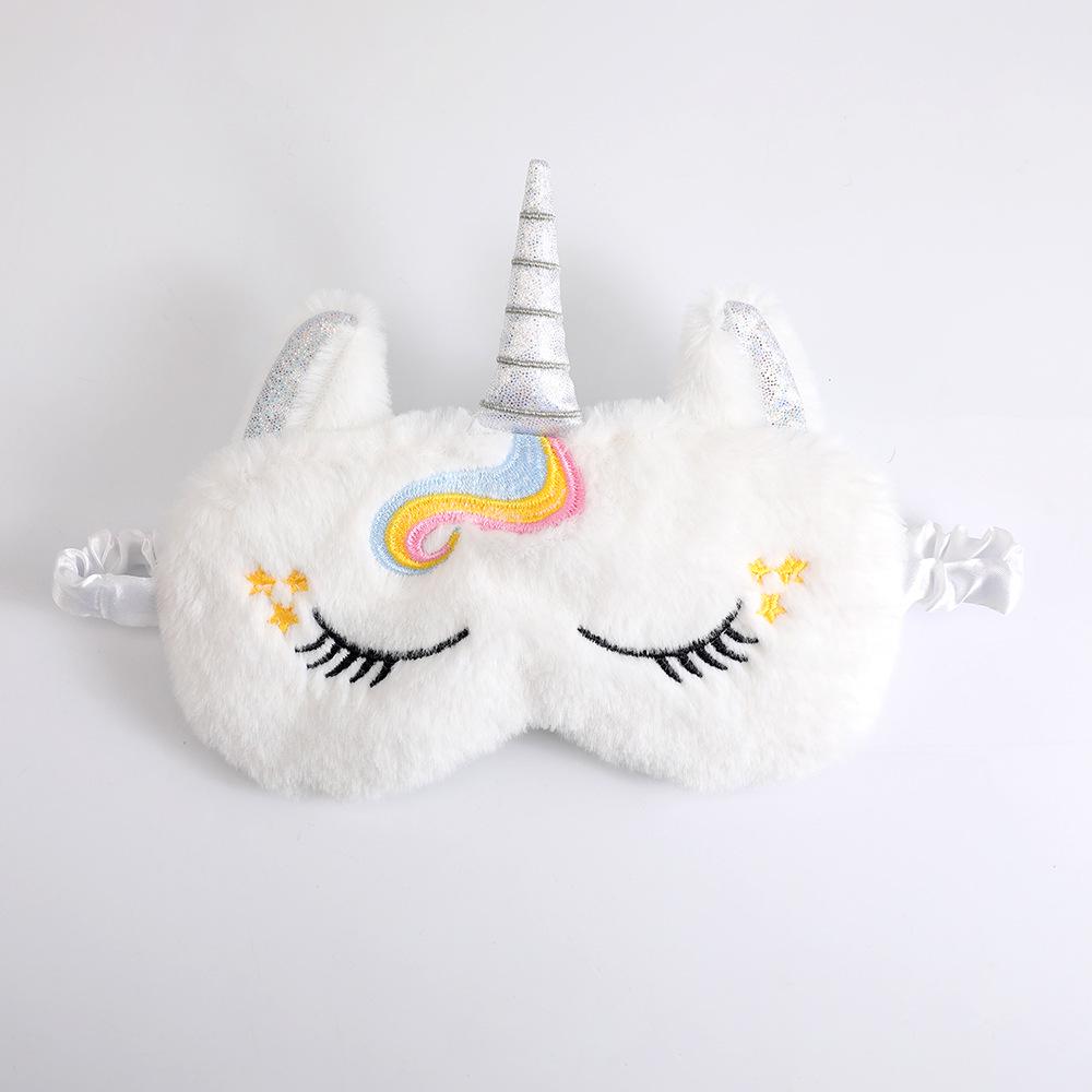Gradient Plush Unicorn Sleep Mask - Cute, Colorful, Light-Blocking Eye Protector