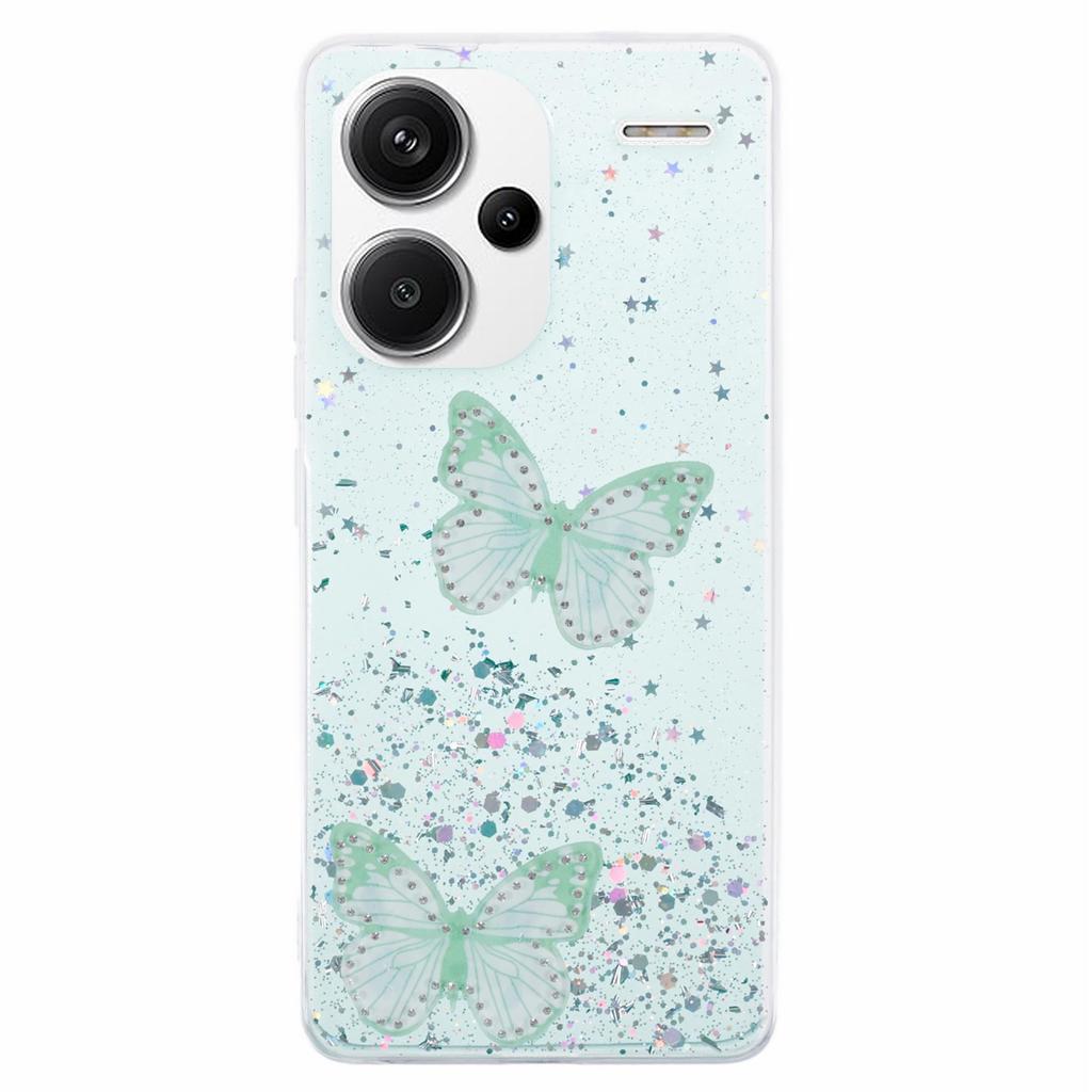 AW Series For Xiaomi Redmi Note 13 Pro+ 5G Cell Phone Cases TPU+PVC Epoxy Butterfly Back Shell