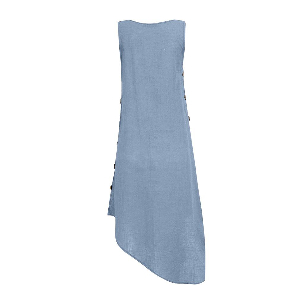 Women's Summer Sleeveless Beach Vest Skirt Asymmetric Beach Dress
