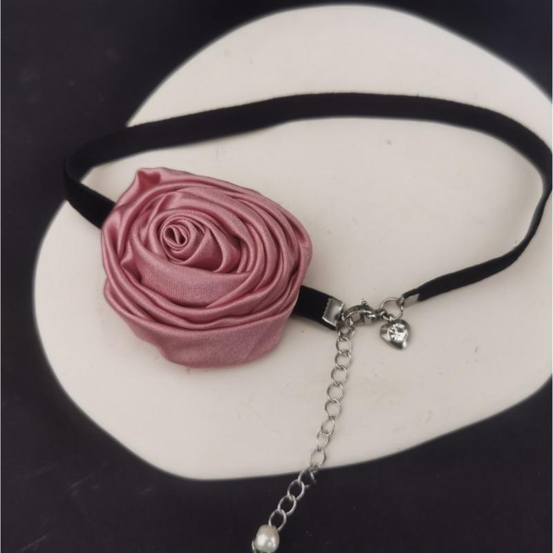 Elegante Blumen Choker Halskette Gothic Seil Choker Stoff Kragen Halskette Geeignet für Hochzeitsfeier Geburtstag Weihnachten