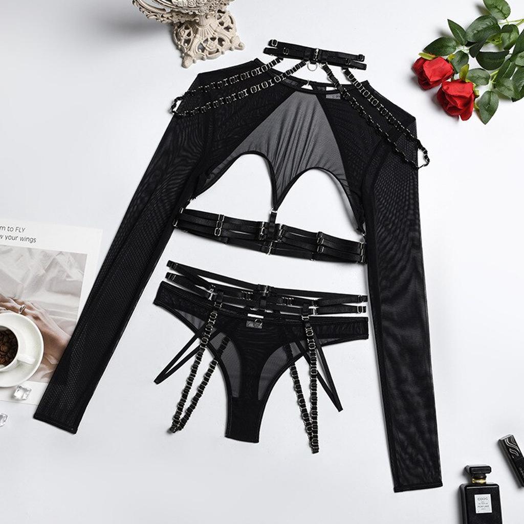 Sexy Cut Out Exotic t-Shirts 4-Piece Garter Belt Seductive Erotic Eco-Friendly Packing