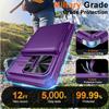 With Card Holder Sliding Camera Cover And Stand For iPhone 16E / iPhone 17E Phone Case, Anti-Fall PC+TPU Wallet Case-Purple