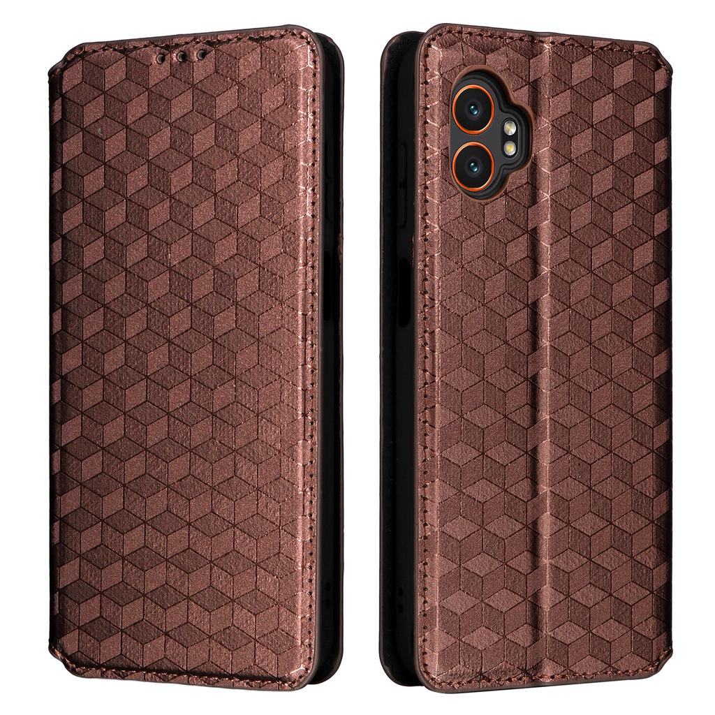 For Samsung Galaxy XCover7 Pro Case Wallet Rhombus Imprinted Leather Phone Cover