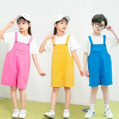 Tute colorate Hip Hop per bambini Pantaloncini con bretelle Salopette per bambine Tuta corta color caramella per bambini Pantaloni streetwear per ragazzi