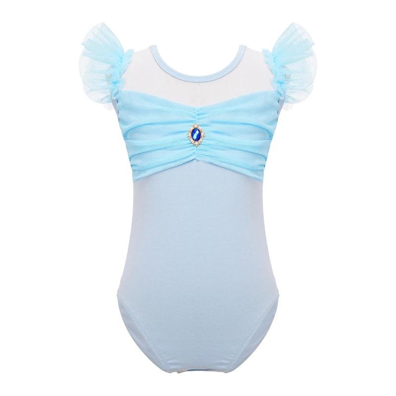 Ruffle Sleeve Ballet Leotard Girls Kids Gymnastics Bodysuit Ballerina Fairy Party Dancing Training Performance Dancewear