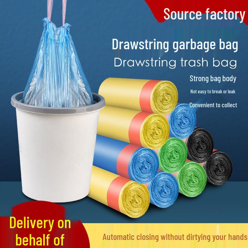 Mittelgroße auslaufsichere Müllbeutel mit Kordelzug für die Küche - Verdickt, Einweg, mit automatischem Verschluss.