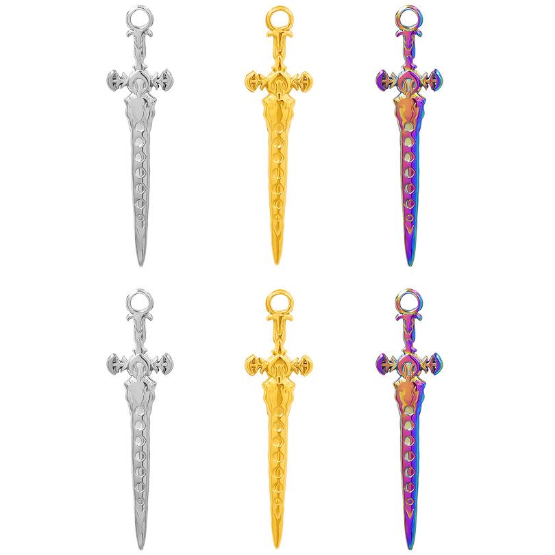 6pcs Mixed Stainless Steel Sword Charms For Jewelry Making/Materials To Make Bracelets Earrings Pendant Charm DIY Keychain Bulk