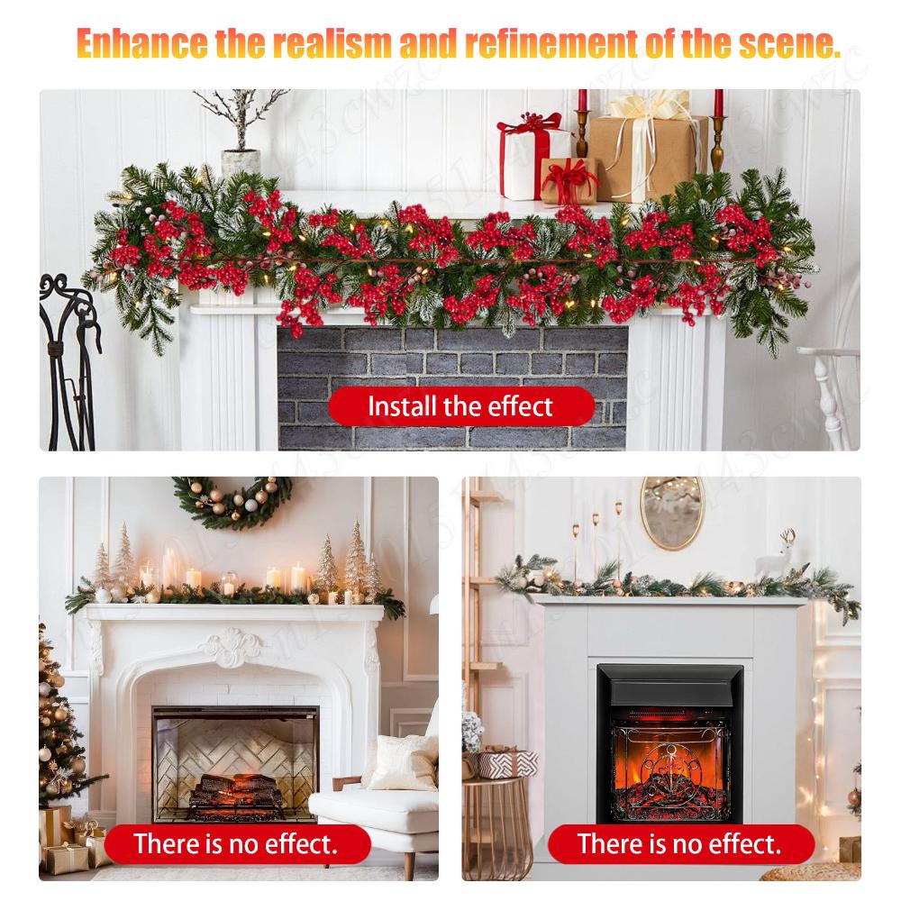 Artificial Red Berry Garland Christmas Decor Anti-scratch Xmas Wreath Easy Setup New Year Party Outdoor Winter Wall Ornaments
