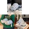 Gray Cat Plush Pen Bag With Stripes For School And College Supplies